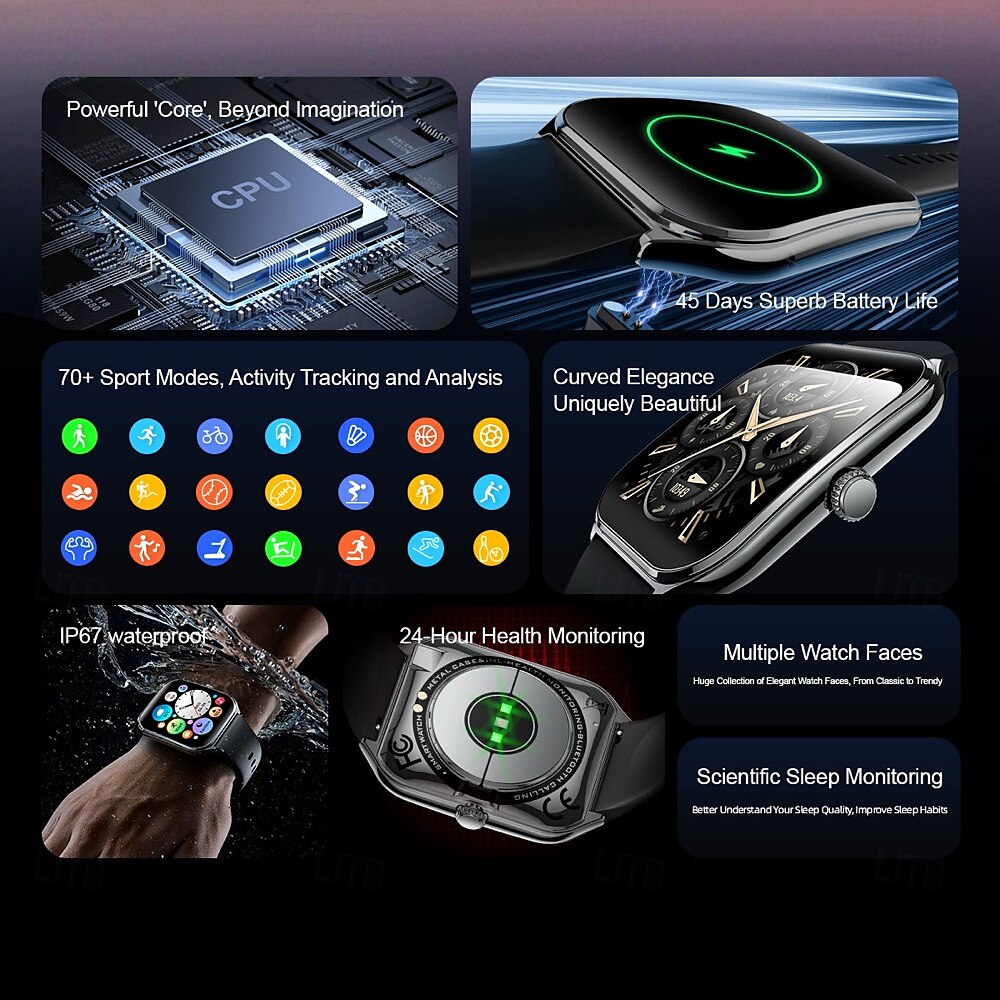 696 MT67 Orologio intelligente 1.96 pollice Intelligente Guarda Bluetooth ECG + PPG Pedometro Avviso di chiamata Compatibile con Android iOS Da donna Da uomo Standby lungo Impermeabile Controllo media del 2025 a $56.99 –P2