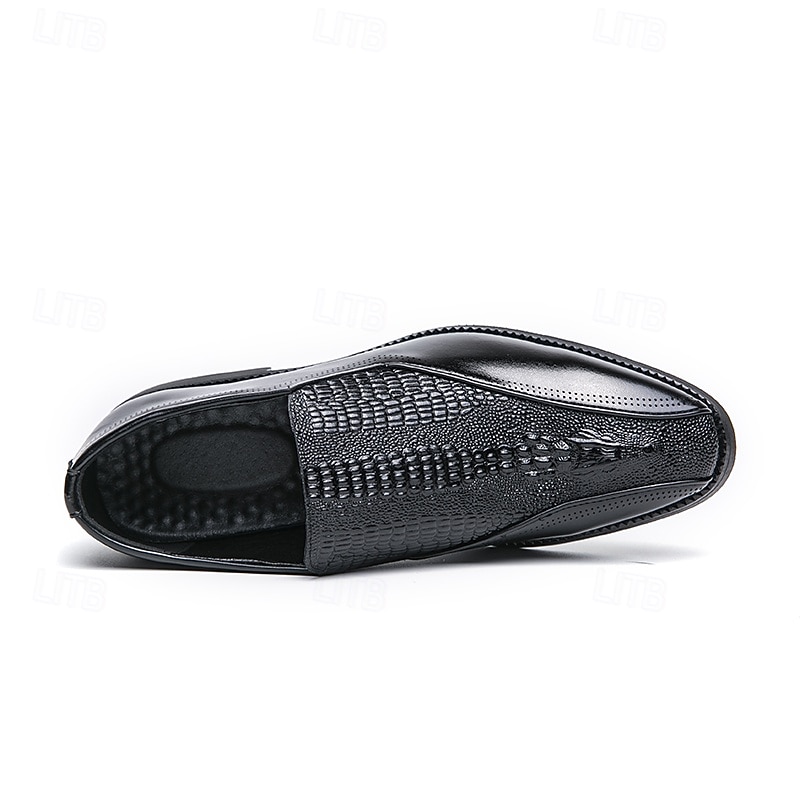 pánské hnědé slip-on boty z umělé kůže s krokodýlím vzorem – stylové mokasíny pro obchodní i formální příležitosti 2025 - $46.99 –P5