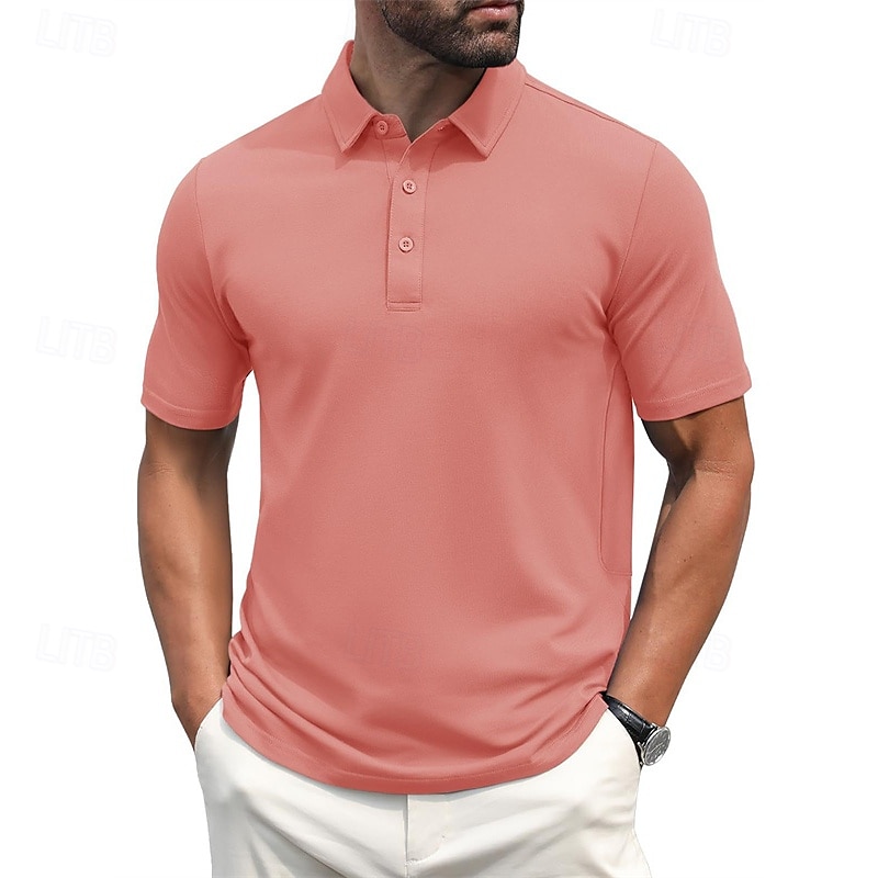 Herren Golfhemd Golf Poloshirts Arbeit Casual Kargen Kurzarm Basic Modern Glatt Knopf Frühling Sommer Regular Fit Hellgelb Wein Pfauenblau Dunkelgrau Schwarz Weiß Golfhemd 2025 - $17.99 –P8