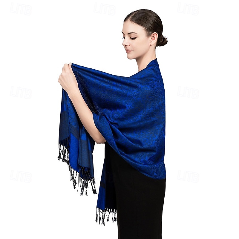 Écharpe châle pashmina en cachemire soyeux Vimate - Écharpe pashmina jacquard double face douce pour femme pour robe de soirée châle de voyage de 2025 ? $26.99 –P22
