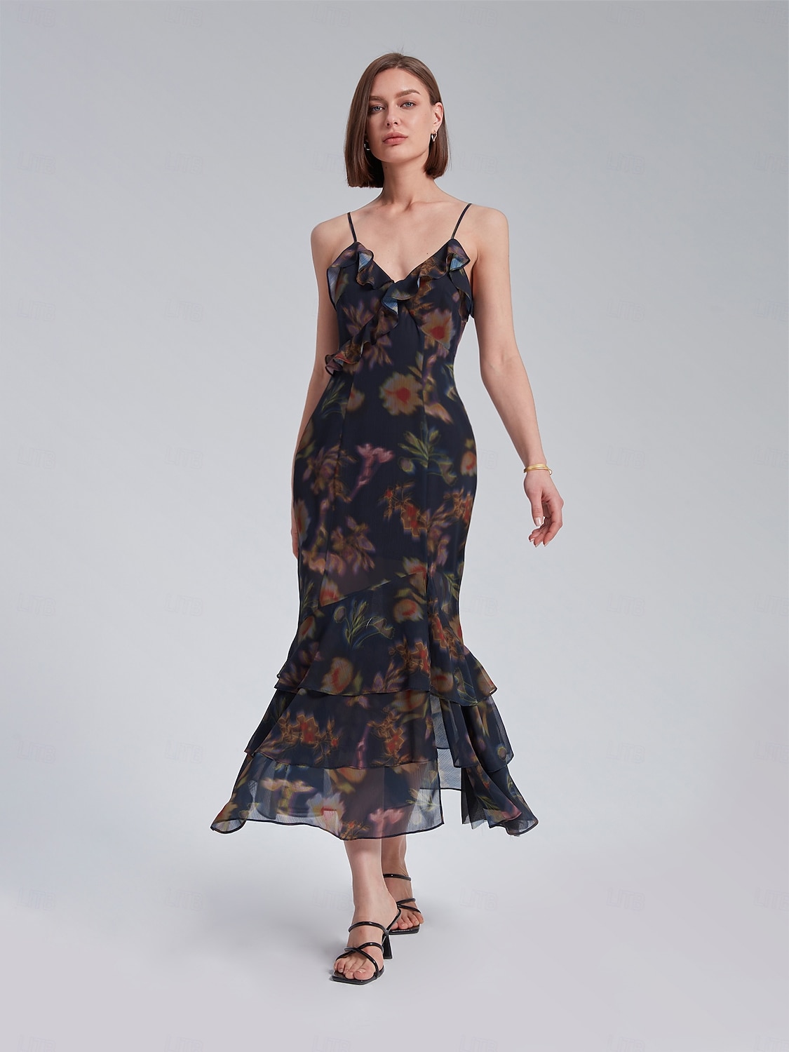 Ruffle Strap Split Midi Dress 2026 - $86.99