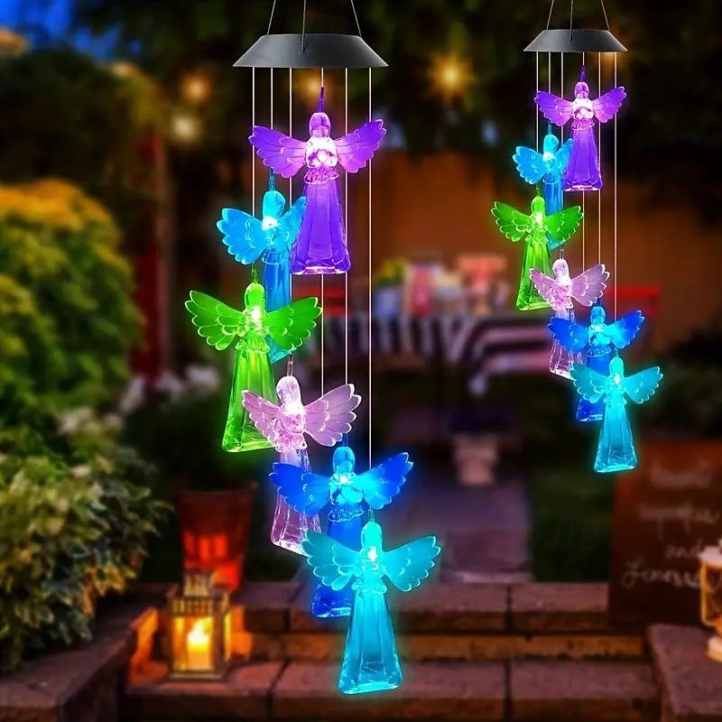 solenergi vindklokker led utendørs strenglys 6led flerfarget engel kolibri ugle sommerfugl form eventyrlys 2026 - $20.99 –P3