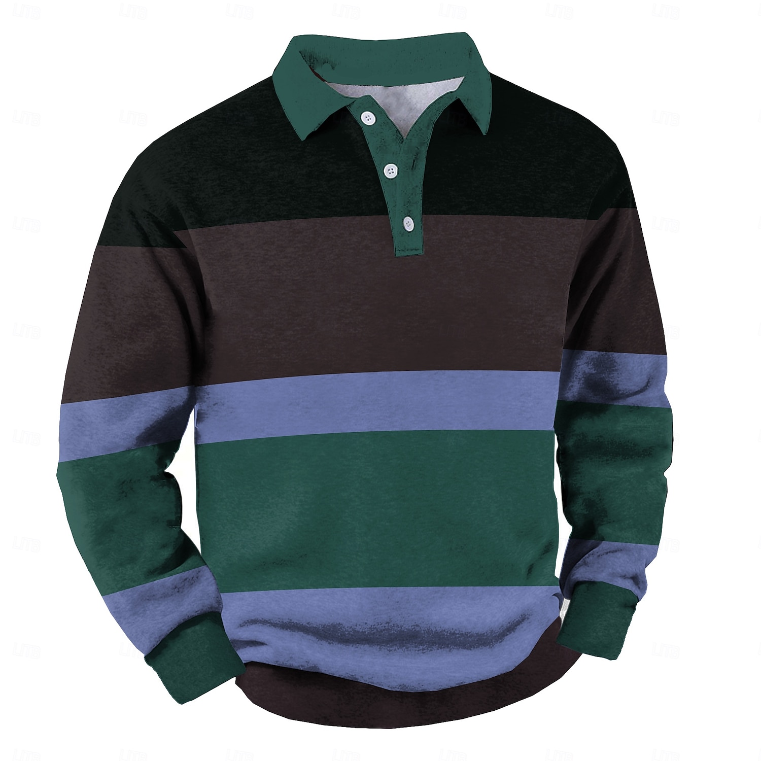 Men's Stripes Rugby Polo Cable Knit Polo Long Sleeve Polo Shirts Collared Shirts Casual Outdoor Athleisure 3D Print Spring Fall Winter Yellow Blue Brown 2026 - $31.99 –P3