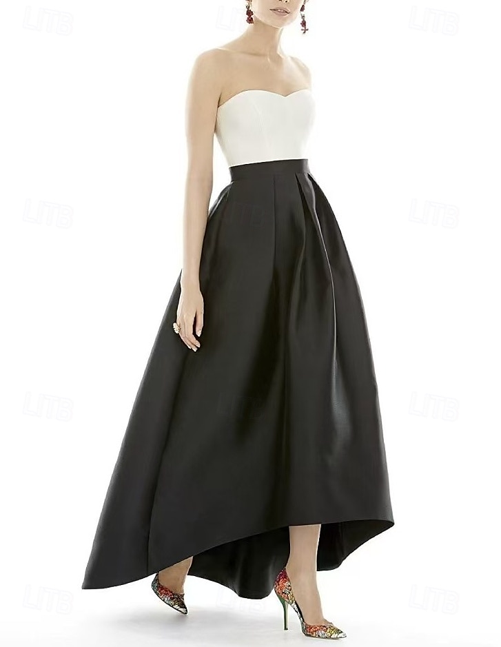 A-Linie Abendkleider Schwarzes Kleid Kleid kleid hochzeitsgast Abendgesellschaft Asymmetrisch Ärmellos Schatz Ausschnitt Gürtel / Schärpe Baumwolle Rückenlos mit Plissee 2025 2025 - $157.99 –P1