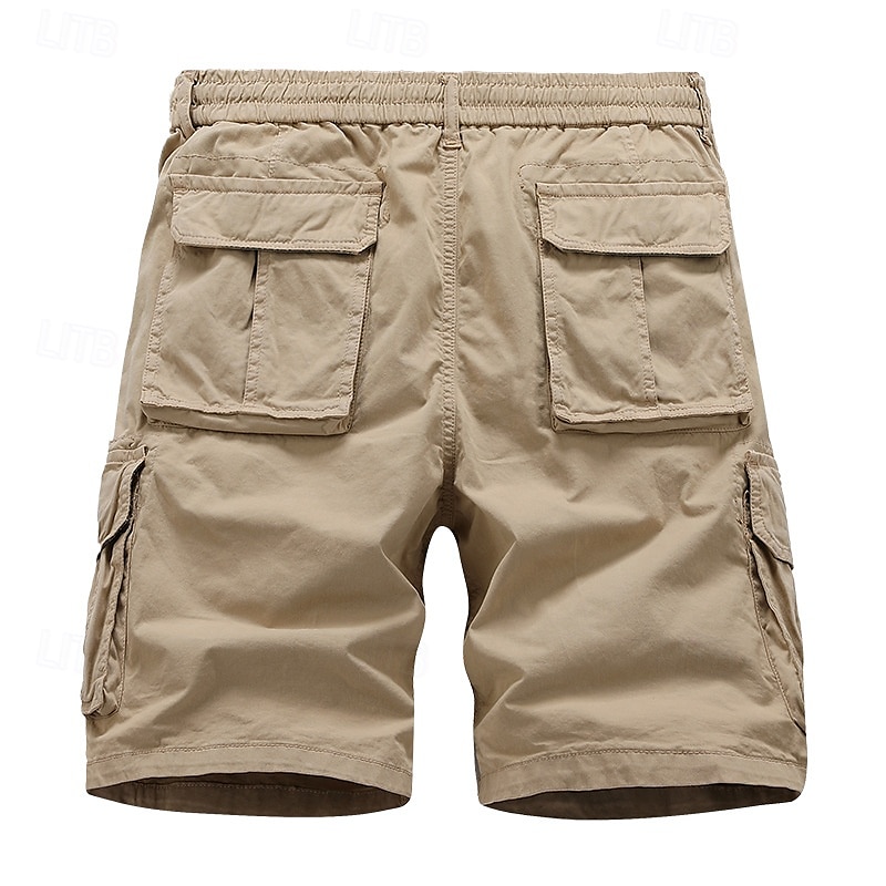 Men's Cargo Shorts Shorts Summer Shorts Drawstring Elastic Waist Multi Pocket Plain Comfort Wearable Knee Length Outdoor Sport Daily Fashion Casual Black Yellow 2025 - $28.99 –P3