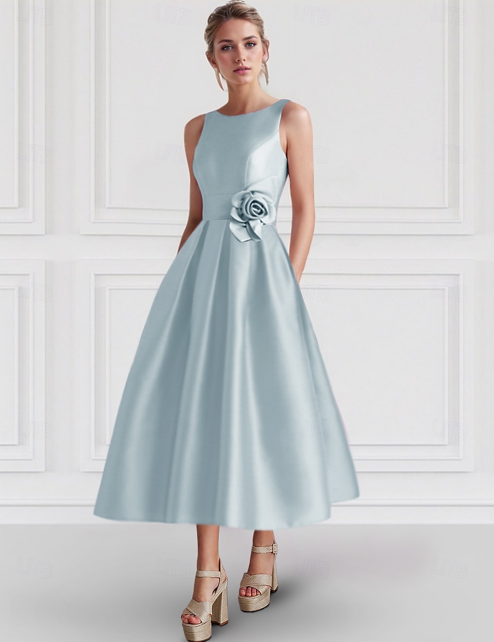 sachin and babi light blue dress Boat Neck Formal Dresses
