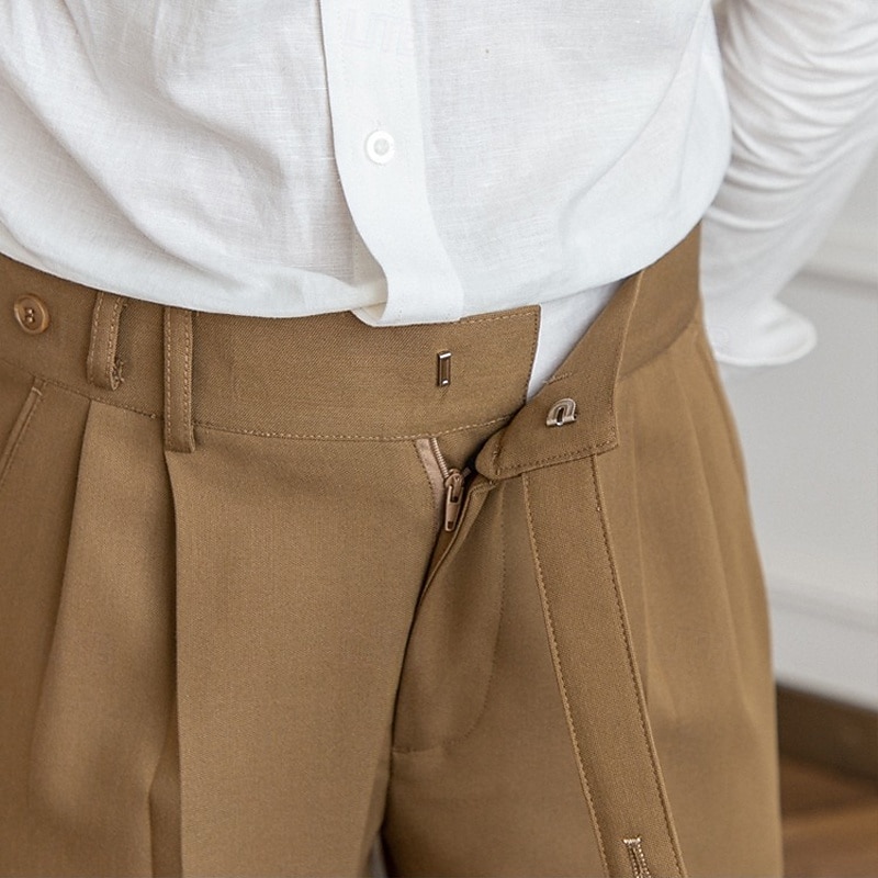 Bărbați Costume Pantaloni de iarnă Pantaloni Pantaloni de costum Pantaloni din tweed Buzunar Simplu Confort Respirabil În aer liber Zilnic Ieșire Modă Casual Kaki Deschis Negru 2025 - $28.99 -P6