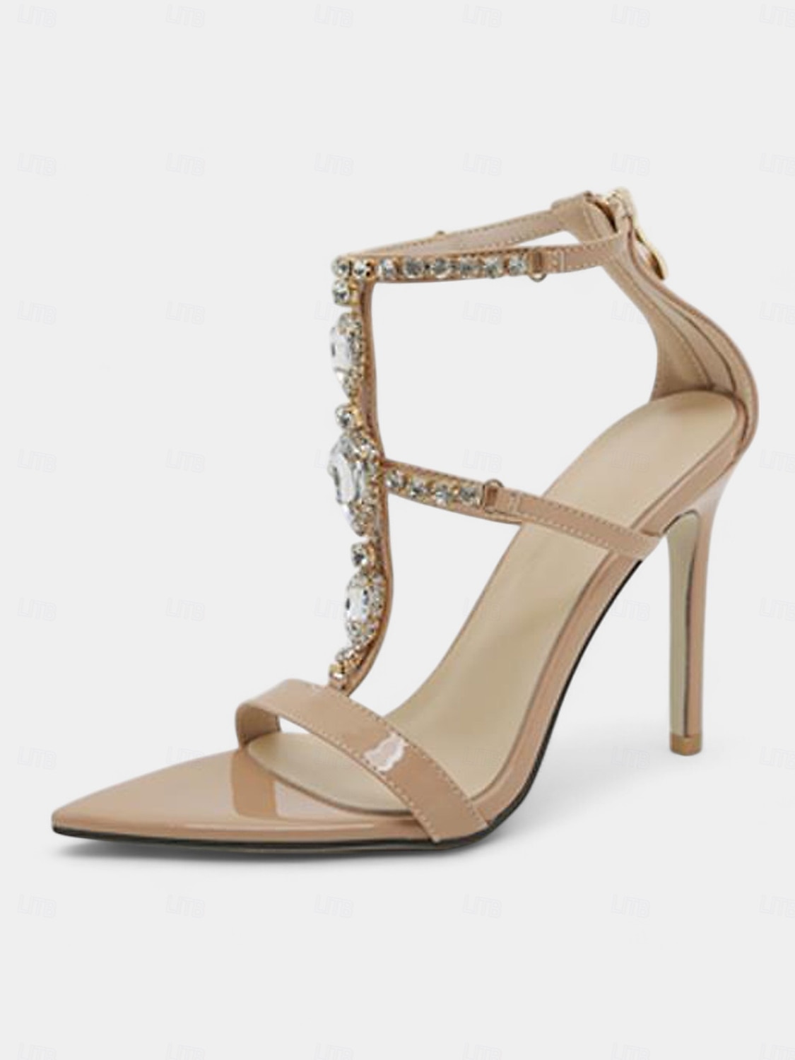 Femme Chaussures à Talons Mariage Soirée Strass Talon Cône Bout pointu Bout ouvert Mode Sexy Cuir Verni Lacet Amande Noir de 2025 ? $42.99 –P4