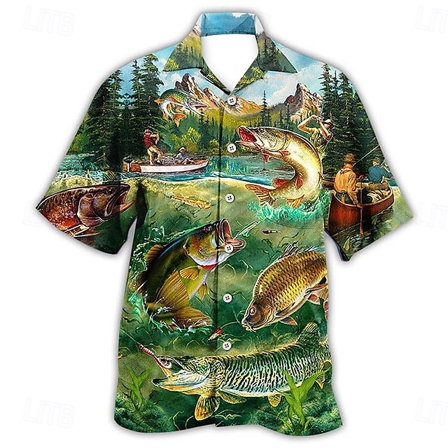 Herren Tropisch Fische Hemd Hawaiihemd Sommerhemd Aloha-Shirt Kurzarm Hemd Umlegekragen Tropisch Modisch Hawaiianisch Casual Hawaiianisch Festtage Weiß Gelb Schwarz / Braun S M L 2025 - $24.99 –P3