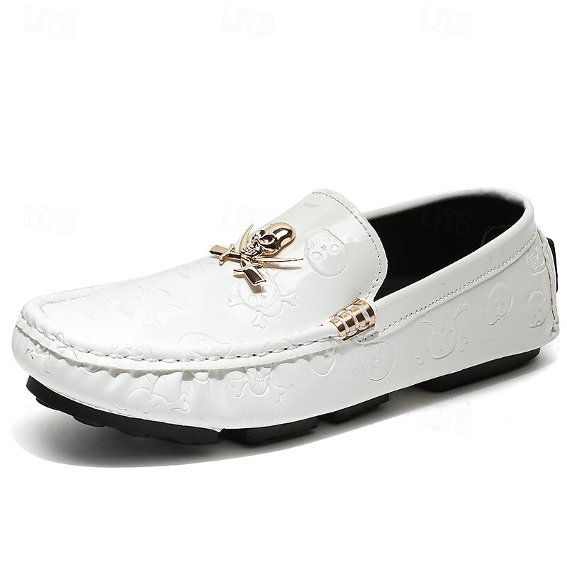 White Skull Embossed Loafers MEN main image 4
