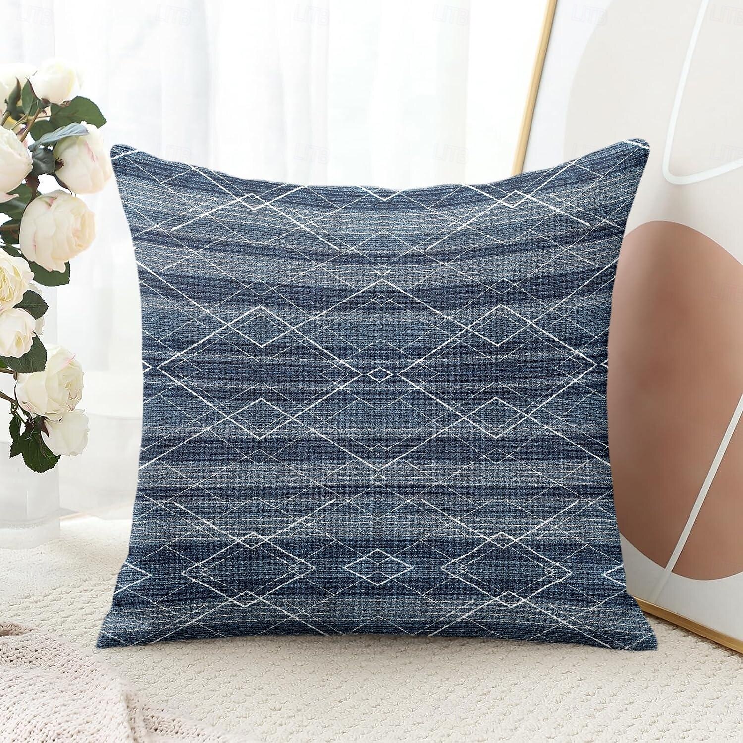 Vintage Decorative Toss Pillows Cover 1PC Geometric Soft Square Couch Cushion Case Pillowcase for Bedroom Livingroom Sofa Chair Blue 2025 - $12.99 –P1