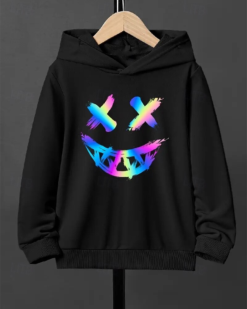 2025年 男の子 3D グラフィック パーカー 長袖 秋 冬 ファッション ベーシック 子供 4〜12年 フード付き アウトドア カジュアル 日常 レギュラー  コレクション – $15.99 –P1