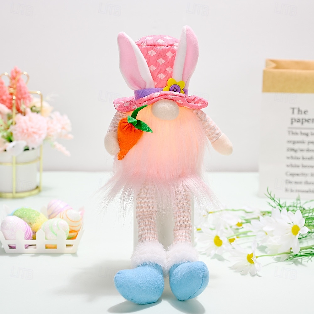 1 Pc Easter Long Leg Rabbit with Light, Faceless Child, Dwarf Doll, Carrot Resurrection Egg, Easter Indoor Party, Restaurant Atmosphere Decoration 2025 - $14.99 –P24