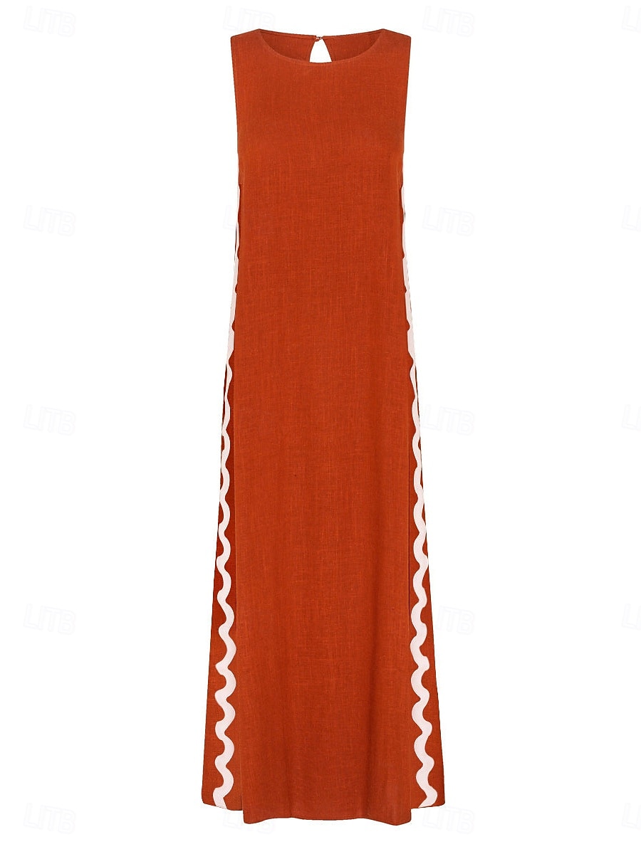 Pentru femei Rochie Maxi Rochie casual Rochii Boho Chic Rochie Tip Maieu Boemia Casual Boho Vacanță Zilnic Plajă Potrivire Largă Simplu Manșon scurt Stil Nautic Roșu-aprins Maro Vară Primăvară 2025 - $35.99 –P4