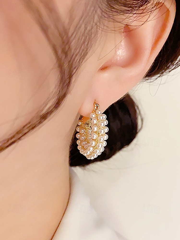 أقراط دائرية أنيقة من اللؤلؤ الصناعي - مجوهرات مطلية بالذهب مستوحاة من الطراز القديم للنساء، مثالية لحفلات الزفاف والحفلات والتألق اليومي 2026 - $7.99 –P2