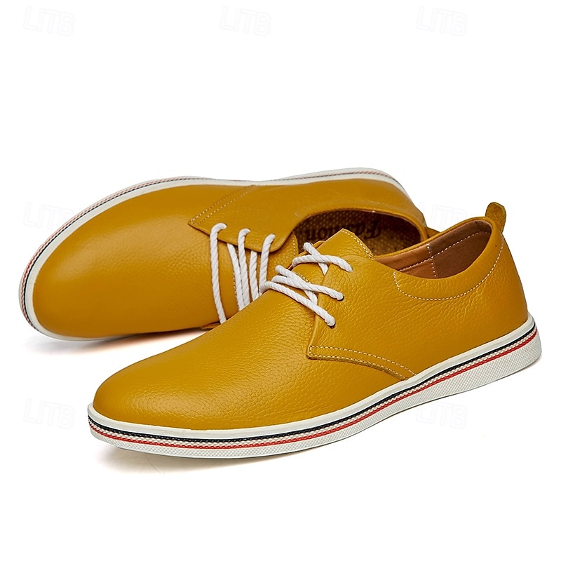 Men's Casual Lace-Up Shoes – Vibrant Faux Leather Upper, Lightweight Design, Non-Slip Sole, Perfect for Everyday Wear and Summer Outings 2025 - $46.99 –P9