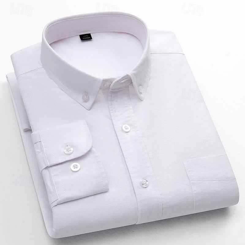 Men's Dress Shirt Oxford Shirt Solid Color Formal Black White Wine Orange Long Sleeve Shirt Collar Spring, Fall, Winter, Summer Clothing Apparel Buttons 2025 - $34.99 –P9