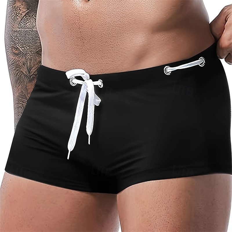 Herr Badshorts Badkläder Underdelar Snörning Simmning Surfing Strand Vattensport Solid färg Sommar Vår 2025 - $12.99 –P2