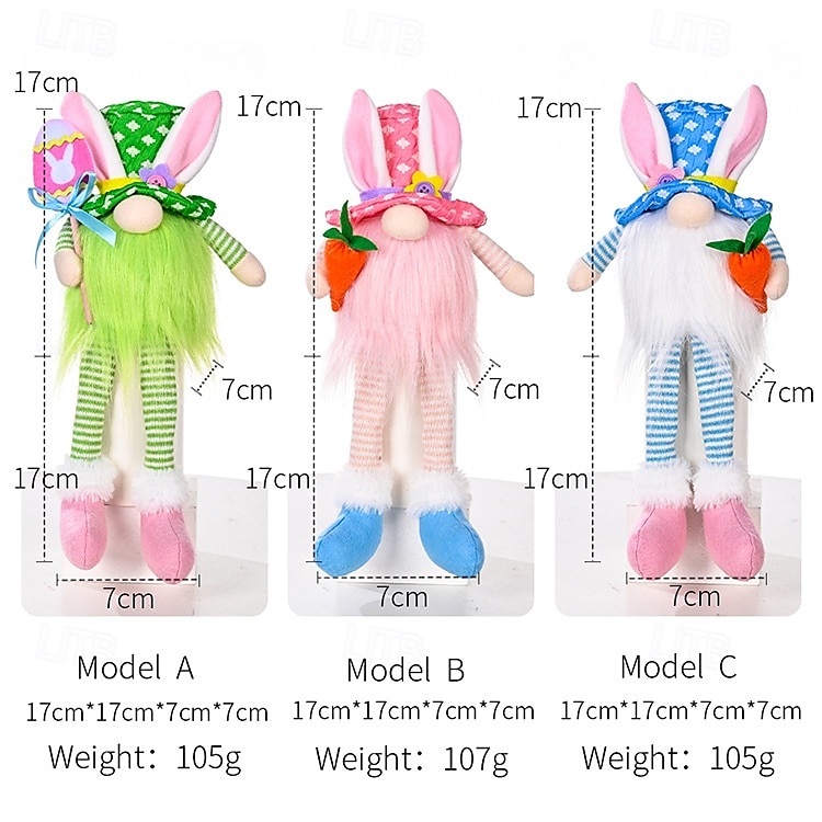 1 Pc Easter Long Leg Rabbit with Light, Faceless Child, Dwarf Doll, Carrot Resurrection Egg, Easter Indoor Party, Restaurant Atmosphere Decoration 2025 - $14.99 –P6