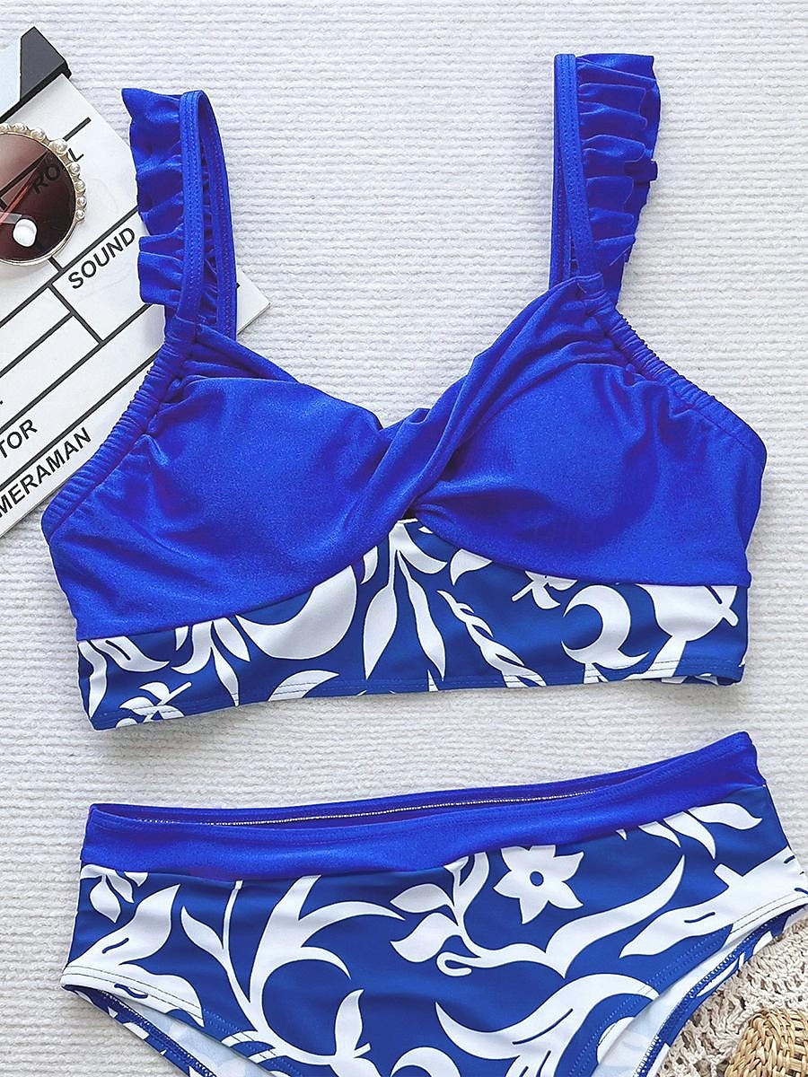 Dame Badetøy Bikini 2 stk Frekk Badedrakt Åpen rygg Tynn Ferie Strand Klær Grafisk U-hals Ermeløs Badedrakter 2025 - $22.99 –P3