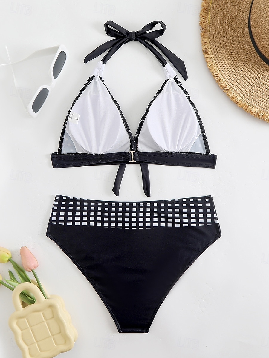 Dame Badetøy Bikini 2 stk Frekk Badedrakt Åpen rygg Tynn Ferie Strand Klær Grafisk V-hals Ermeløs Badedrakter 2025 - $27.99 –P3