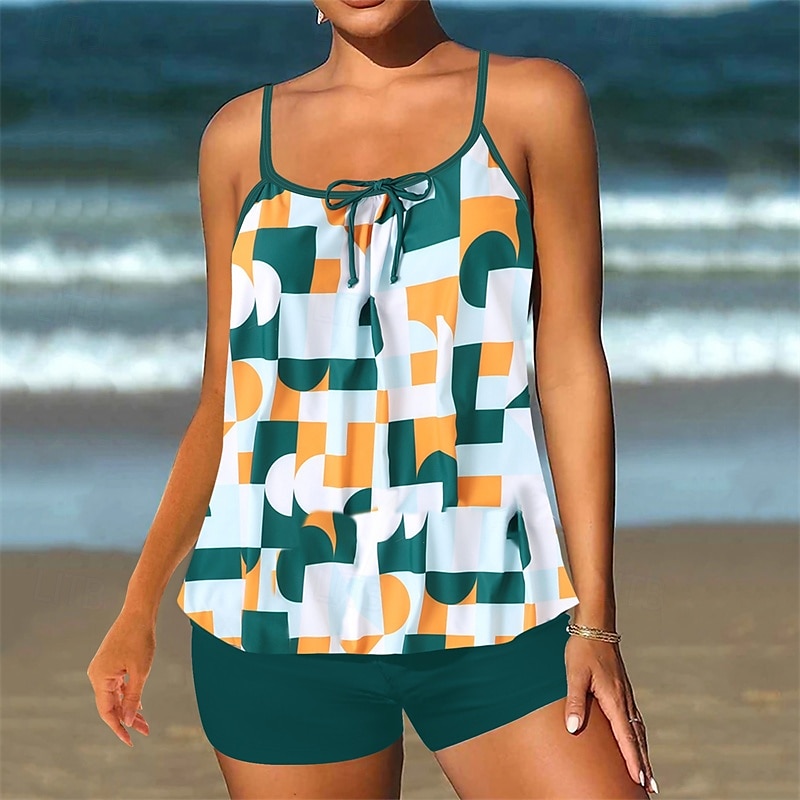 Per donna Tankini Costume da bagno a due pezzi Costumi da bagno Costumi da bagno Nero Blu Traspirante Asciugatura rapida Leggero Senza maniche - Nuoto Surf Spiaggia Estate Primavera Plus Size del 2026 a $26.99 –P8