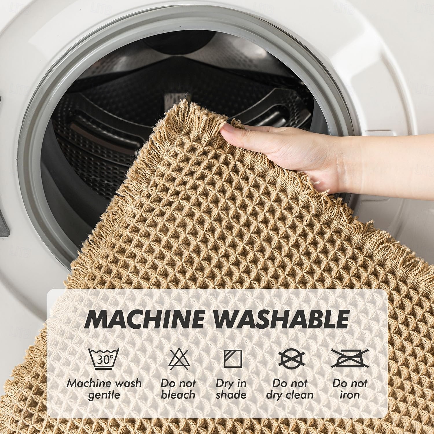 Waffle Bathroom Rugs, Boho Bath Rugs Non Slip Washable, Super Absorbent Bath Mats, Ultra Soft Rubber Backed Shower Mats for Bathroom Floor, Tub and Shower, Brown 2026 - $18.99 –P5