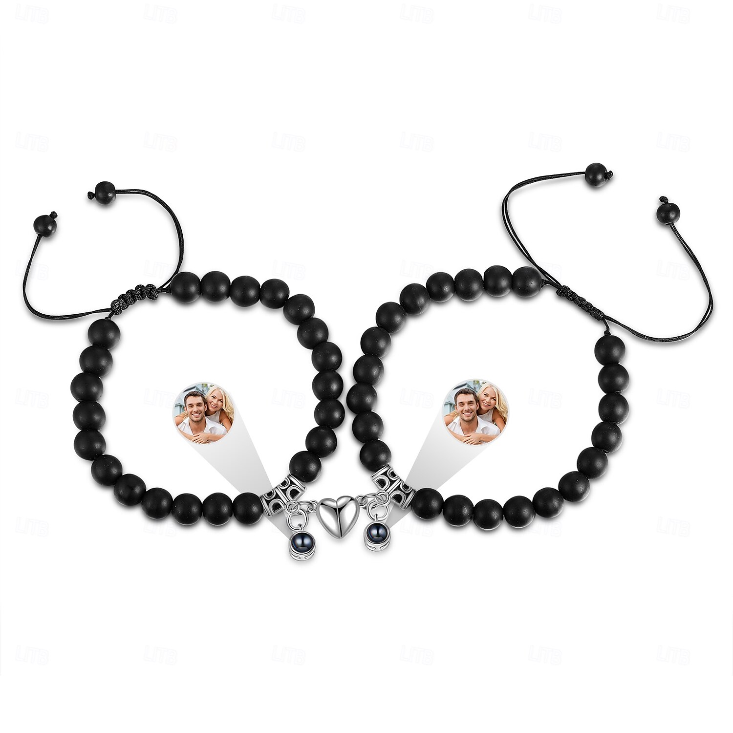 Ett Par Anpassade Eleganta Pararmband Anpassad Bröllopsgåva för Par Inbäddade med Projektionsstenar. Armbanden Har Magnetiska Stenar som Gör att De Kan Foga Samman 2025 - $41.99 –P8