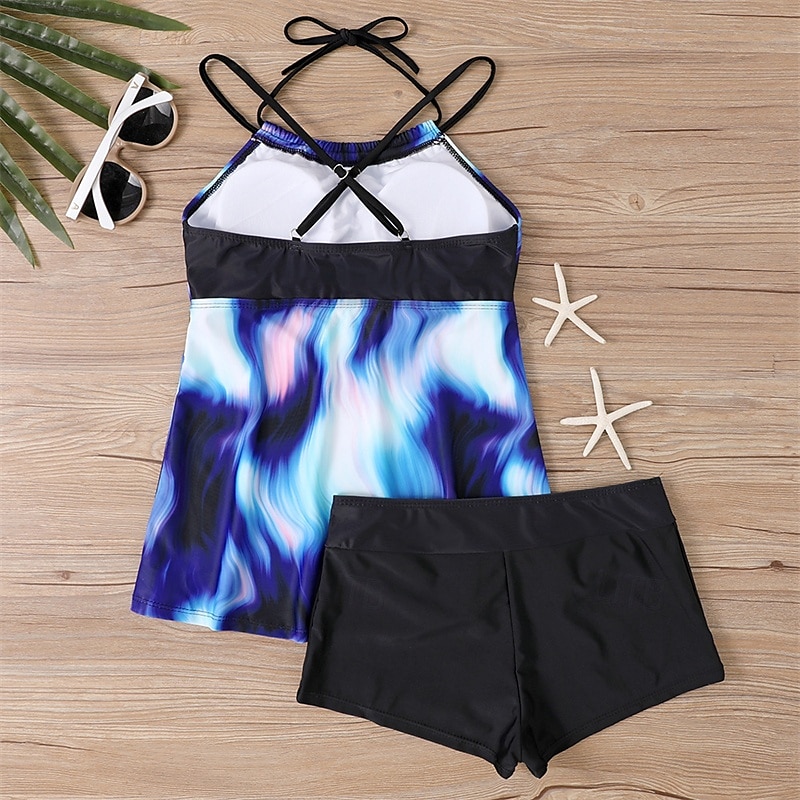 Femme Tankini Maillot De Bain Deux Pièces Dos Nu Croisé Maillots de Bain Maillots de Bain Noir Bleu Respirable Séchage rapide Poids Léger Sans Manches - Natation Surf Plage Eté Printemps de 2025 ? $26.99 –P9