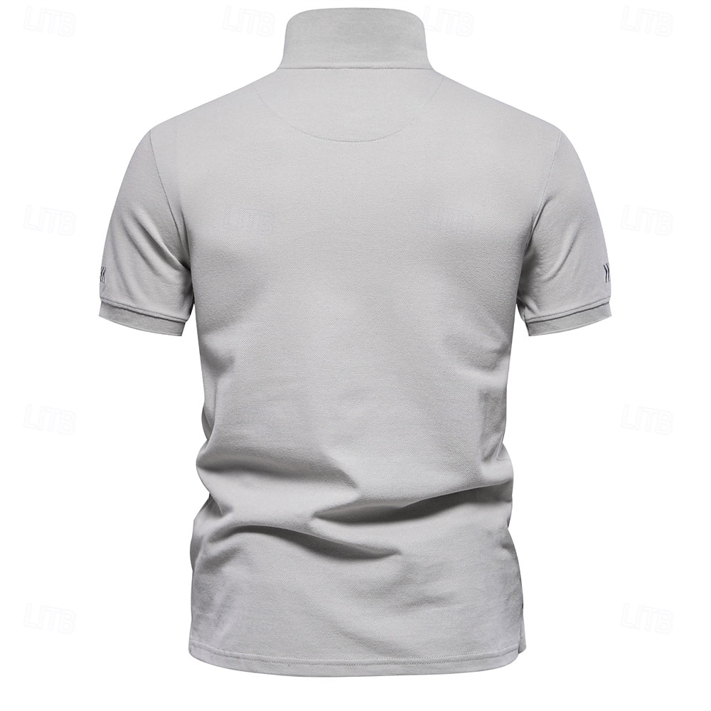 Bărbați Polo tricotat Polo de afaceri Oficial Muncă Răsfrânt Manșon scurt Geometric Nasturi Vară Negru Alb Albastru piscină Gri Polo tricotat 2026 - $26.99 –P3