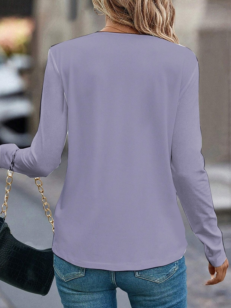 Per donna Maglietta Animale Casual Manica Lunga Girocollo Top Regolari Quotidiano Stampato Viola Primavera Autunno del 2025 a $22.99 –P3