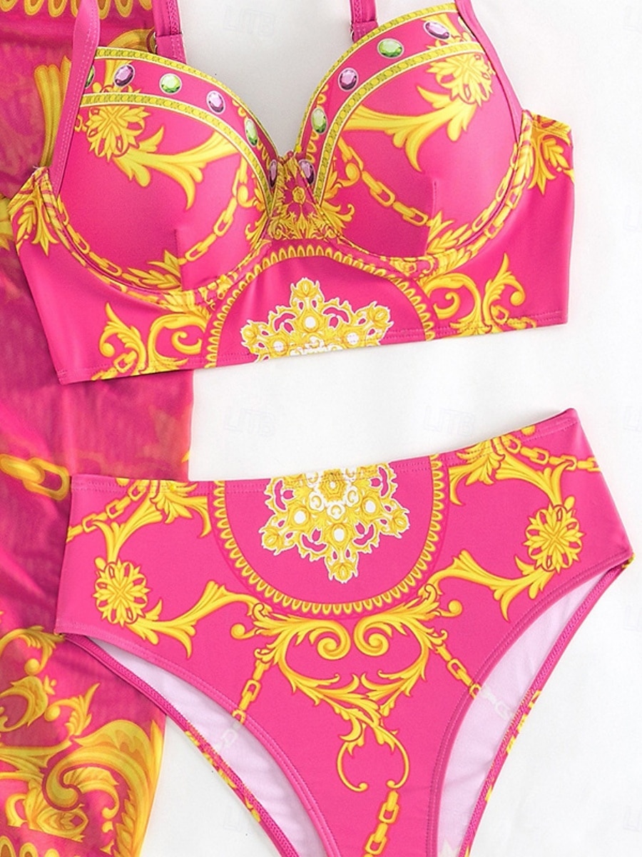 Dames Zwemkleding Bikini 2 stuks Rok Zwempak Blote rug Slank Vakantie Strand Kleding Bloemig Halternek Mouwloos Badpakken 2025 - $34.99 –P3