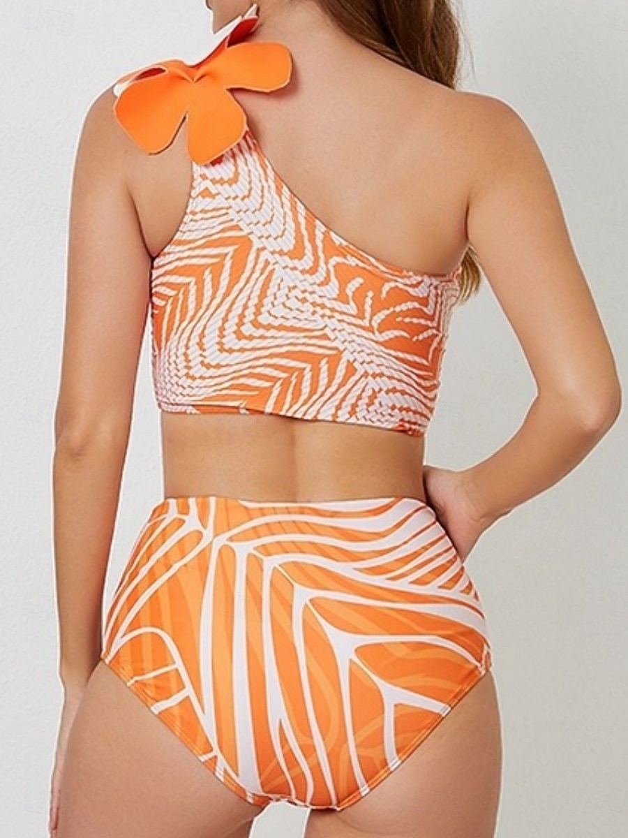 Dam Badkläder Bikini Tre delar Kalsonger Baddräkt Öppen rygg Smal Semester Standkläder Löv Halterneck Ärmlös Baddräkter 2025 - $41.99 –P2