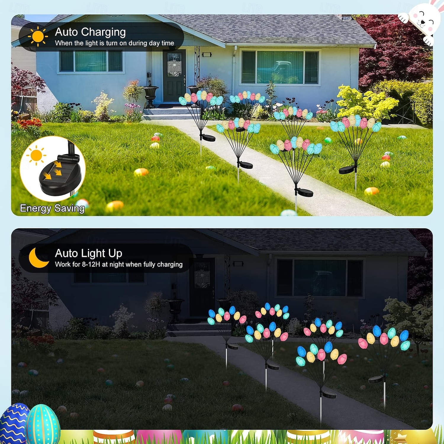 8-Head Outdoor Solar Easter Resurrection Egg Ground Plug-In Lights for Courtyard & Garden Festival Decoration 2pcs 2026 - $37.99 –P4