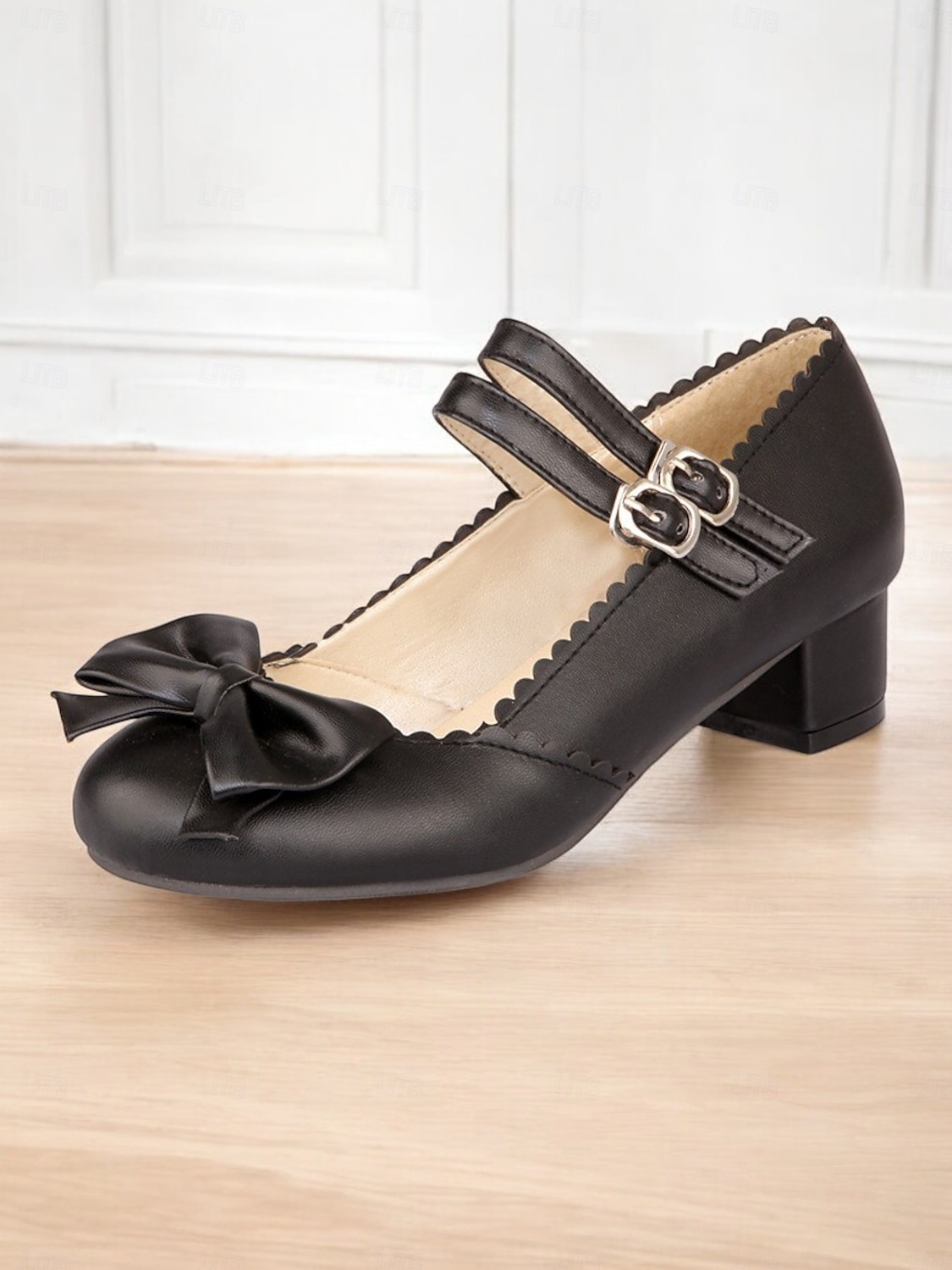 różowe buty typu Mary Jane na obcasie z podwójnym paskiem ze sprzączką i kokardką - urocze buty w stylu retro na klockowym obcasie na okazje codzienne i eleganckie 2026 - $46.99 –P2