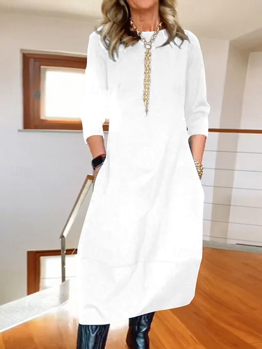 Pentru femei Rochie Maxi Rochii Tricou Stilat Casual Vacanță Zilnic Fit regulat Simplu Manșon Lung Stil Nautic Negru Alb Roșu-aprins Bleumarin Primăvară Toamnă 2025 - $31.99 –P2