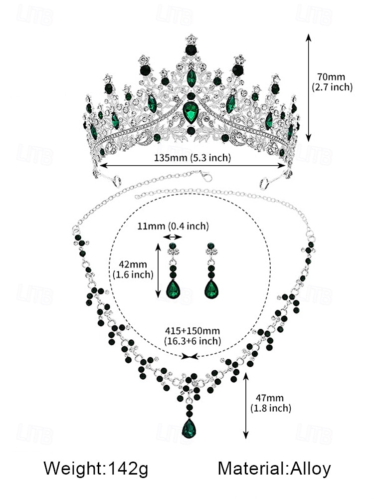 glitrende diamant tiara krone og halskjede sett – gullbelagte brudesmykker med øredobber, perfekt for bryllup, konkurranser og spesielle anledninger 2025 - $19.99 –P6