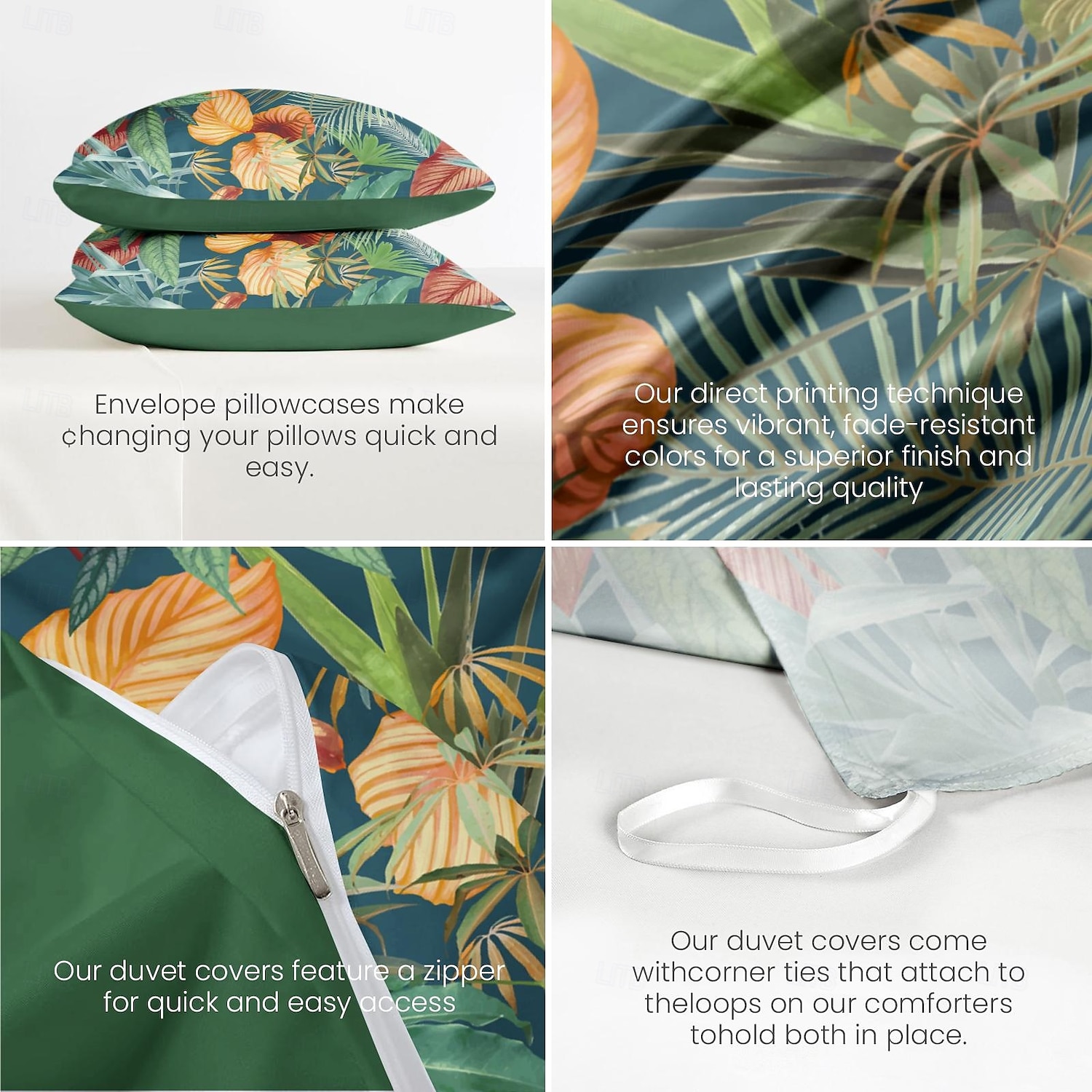 Tropical Plant Style Duvet Cover Set 100% Cotton Soft and Breathable Bedding Featuring Lush Tropical Foliage Prints Lightweight and Durable Quilt Cover Comfortable for All Seasons Easy to Care 2025 - $60.99 –P5