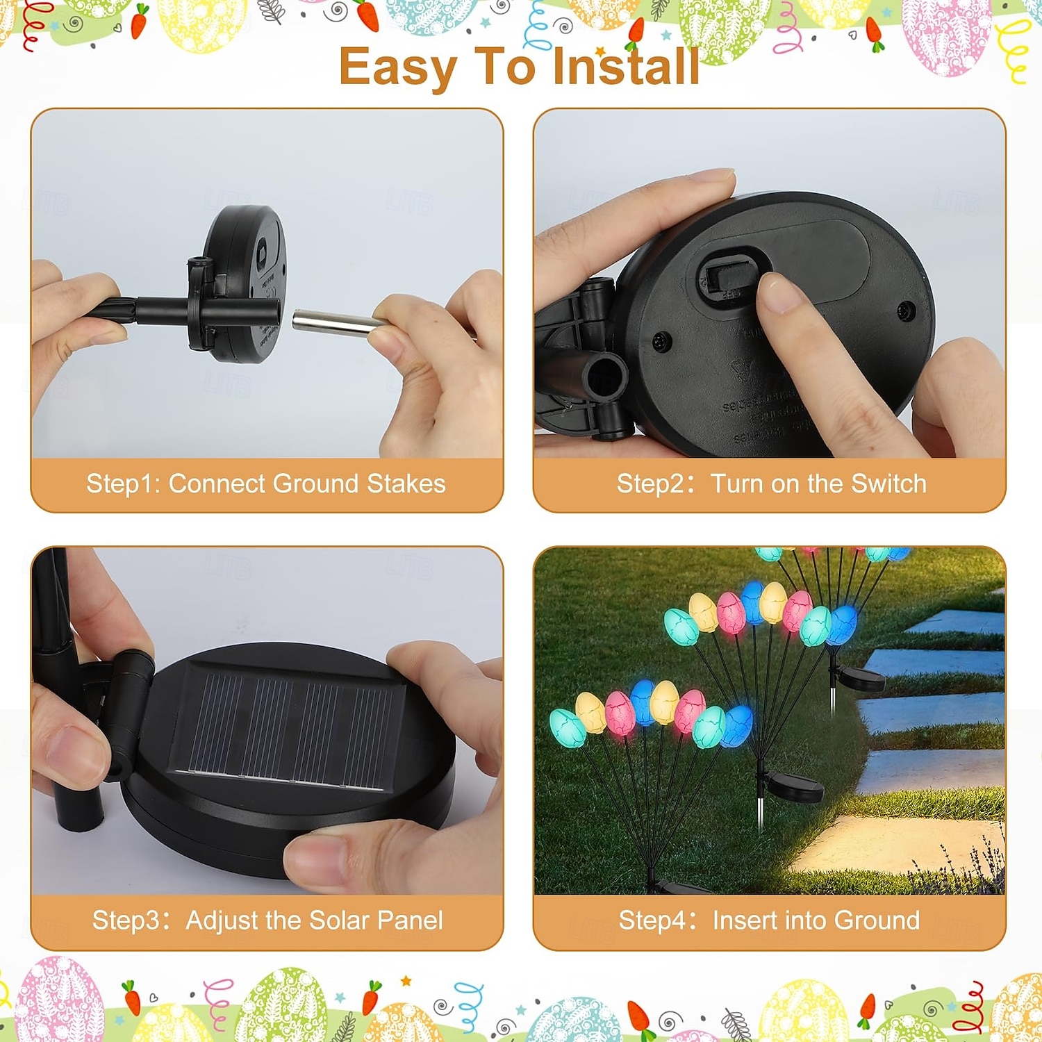8-Head Outdoor Solar Easter Resurrection Egg Ground Plug-In Lights for Courtyard & Garden Festival Decoration 2pcs 2026 - $37.99 –P6