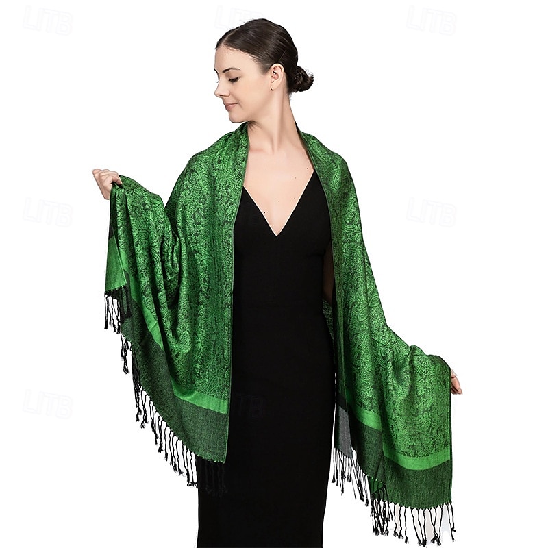 Écharpe châle pashmina en cachemire soyeux Vimate - Écharpe pashmina jacquard double face douce pour femme pour robe de soirée châle de voyage de 2025 ? $26.99 –P35
