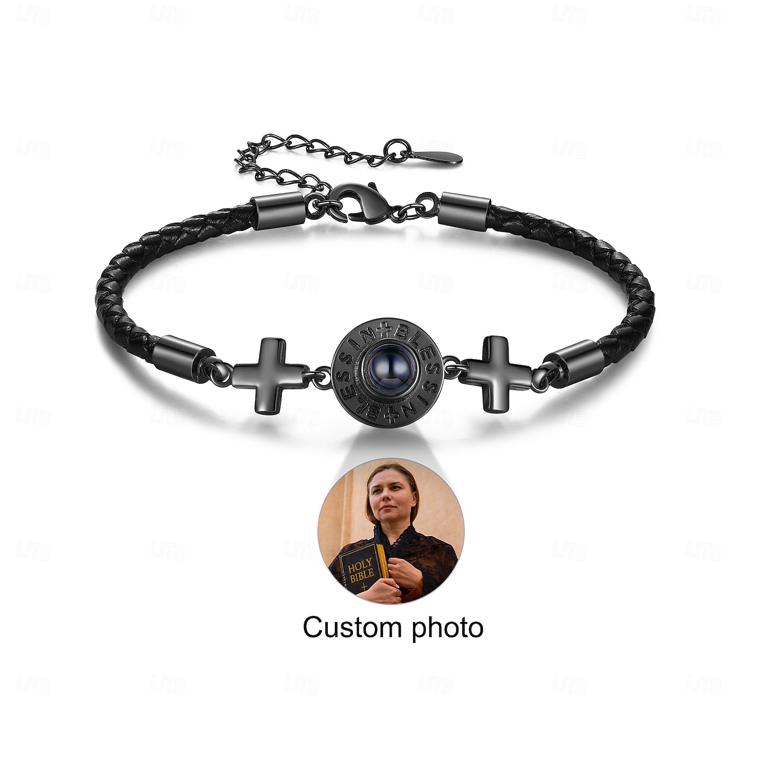 Personalisierte Kreuz-Foto-Armband das beste Geschenk für Papa christliches Geschenk mit Projektionsstein für Freunde Familie Hochzeit Weihnachten Geburtstag Jubiläum 2025 - $34.99 –P6