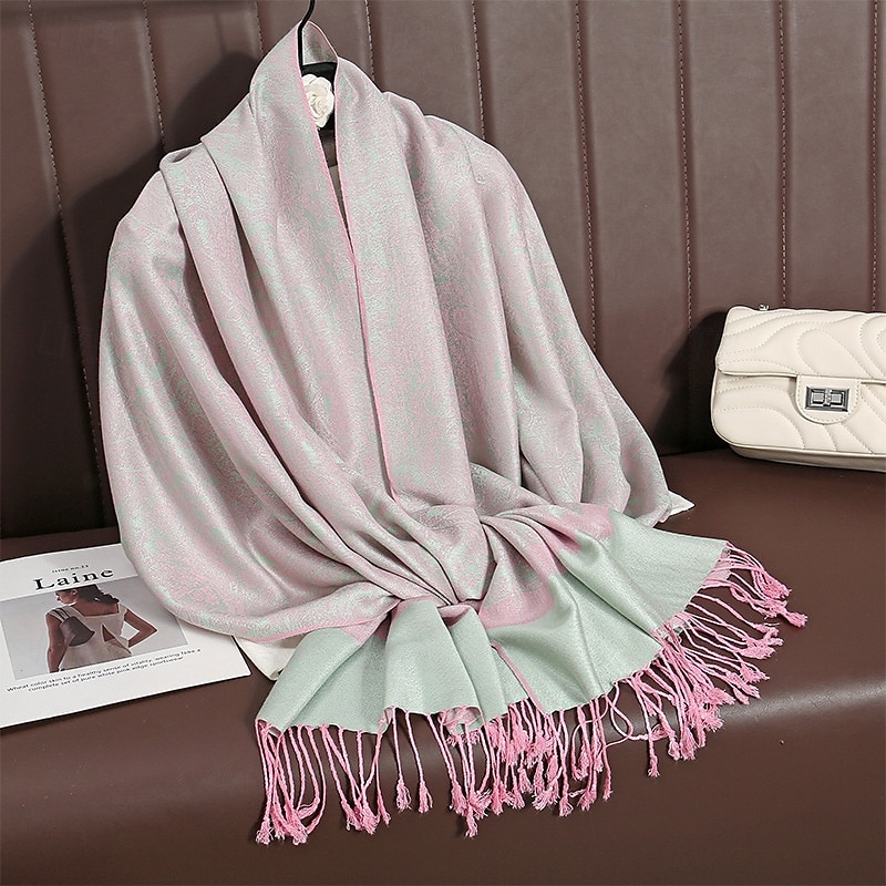 Écharpe châle pashmina en cachemire soyeux Vimate - Écharpe pashmina jacquard double face douce pour femme pour robe de soirée châle de voyage de 2025 ? $26.99 –P41