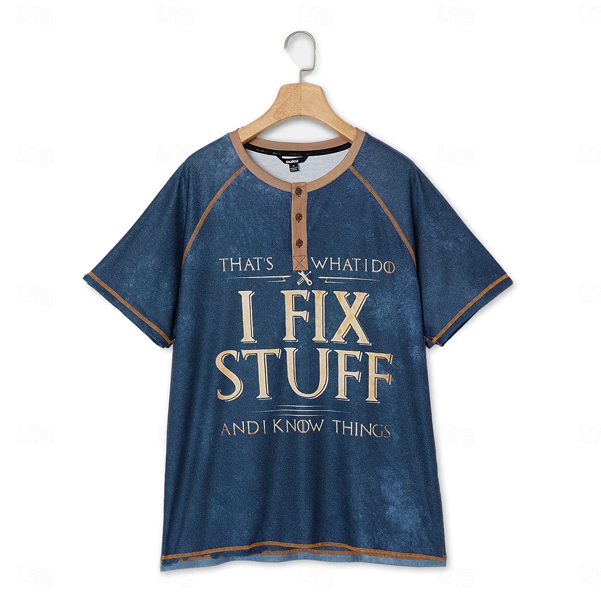 Herre Henly-skjorte T-skjorter Grafisk Bokstaver Jeg fikser ting og jeg vet ting Henley Klær 3D-utskrift utendørs Avslappet Kortermet Lapper Knapp ned Mote Designer Stilfull Årgang 2025 - $22.99 –P6