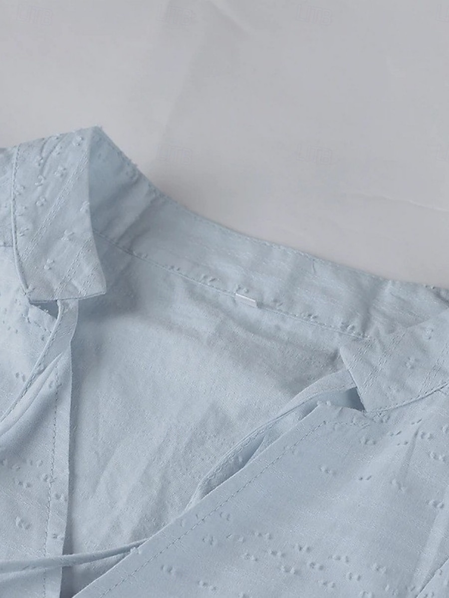 Femmes Robe Midi Robes en coton et lin Robe Décontractée Basique Occasionnel Vacances Quotidien Coupe régulière Uni Manche 3/4 Col en V Noir Blanche Vert Claire Bleu clair Été de 2025 ? $32.99 –P5