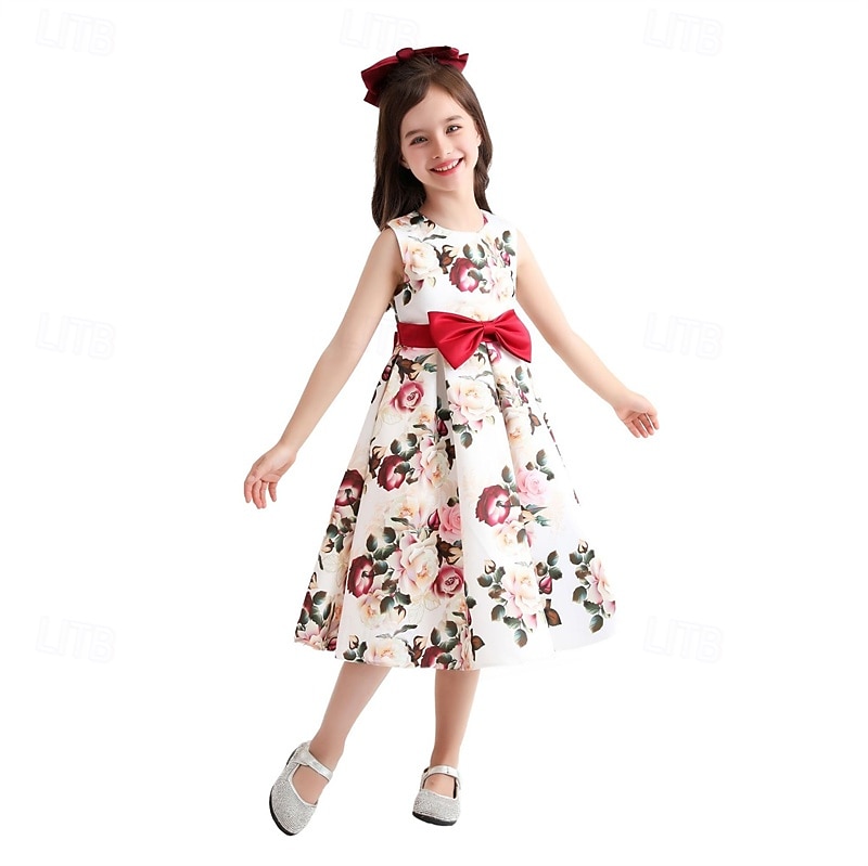 kinderkleidung Mädchen Party Kleid Blumen Ärmellos Leistung Geburtstag Krawattenknoten Schön Süß Baumwolle Knielang abendkleider Schaukelkleid A Linie Kleid Sommer 4 Jahre + Rosa Rote Rosenrot 2026 - $29.99 –P7