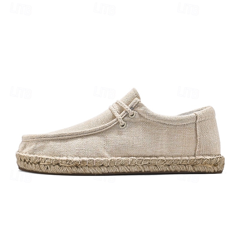 beige espadrille loafers for menn med taudetaljer – uformelle slip-on sko for sommer- og strandutflukter 2025 - $36.99 -P1