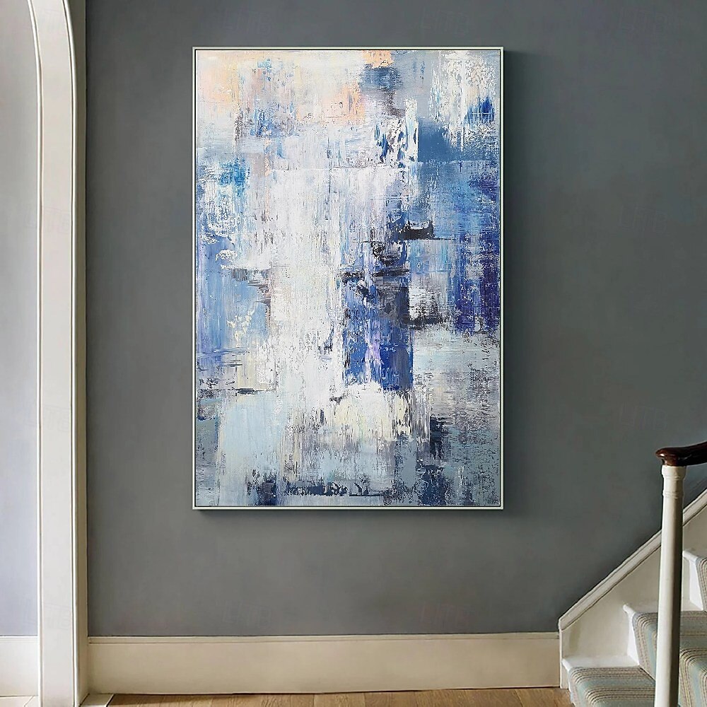 Handgemälde Ölgemälde Wandkunst blau abstrakte Malerei auf Leinwand 3D handgemachte Textur Wandkunst neutral abstrakte Wandkunst Boho Wal Dekor 2025 - $116.99 –P3