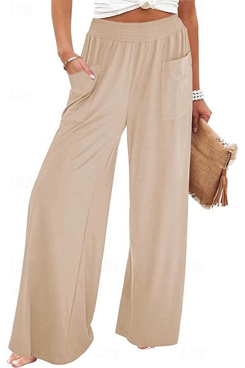 Per donna A zampa Chino Di tendenza Streetwear Lunghezza intera Vita alta Liscio Tasche Cinturino elastico comodo Morbido Comodo Media elasticità Esterno Strada Aalbicocca Fuschia Estate Primavera del 2025 a $24.99 –P6