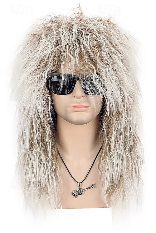 aikuiset miehet naiset pitkä kihara peruukki 70-luku 80-luku rokkari mullet halloween-asu cosplay-peruukki carvinalille 2026 - $17.99 –P2
