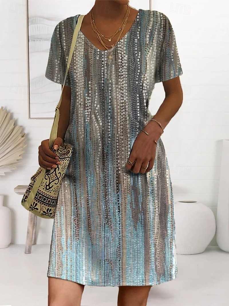 Women's Normal EU / US Size Midi Dress Long Sleeve Boho Dress Sundress Elegant Dress Elegant Bohemia Tropical Butterfly Sleeve Vacation Home Work Loose Fit Floral Geometric Short Sleeve V Neck Black 2025 - $23.99 –P13